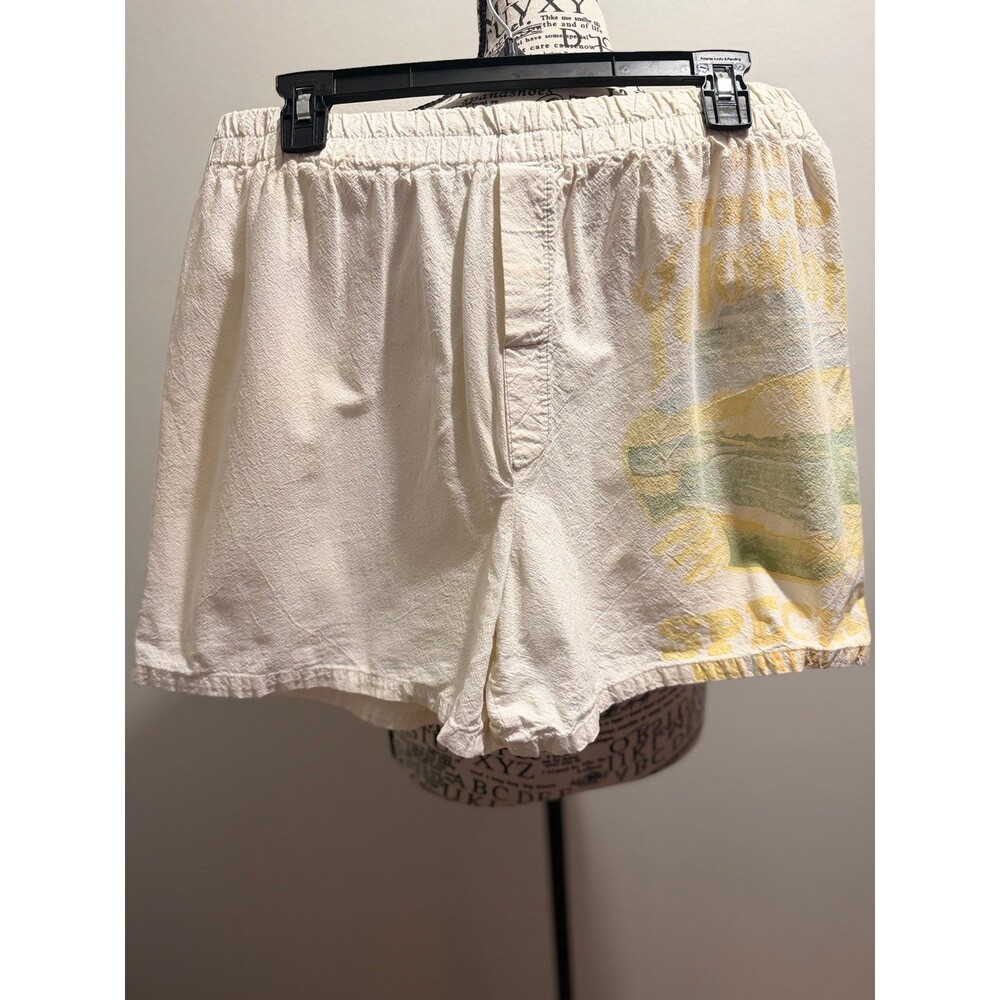 Authentic Upcycled Feed Sacks Cream Graphic Lounge Shorts